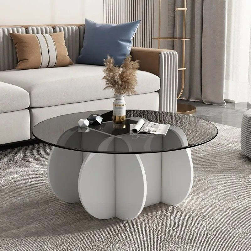 Luxury Oval Cross Glass Coffee Table