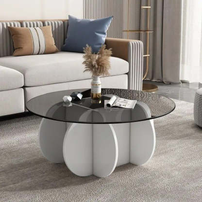 Luxury Oval Cross Glass Coffee Table
