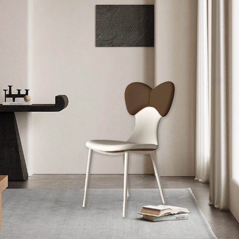 Nordic Leather Steel Bow Tie Dining Chair