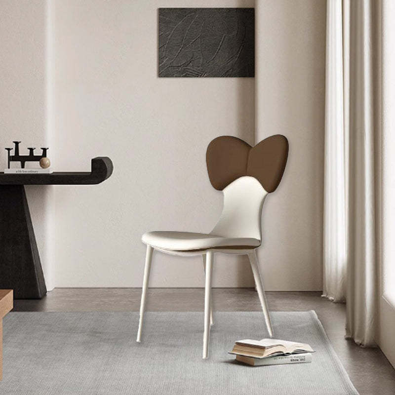 Nordic Leather Steel Bow Tie Dining Chair