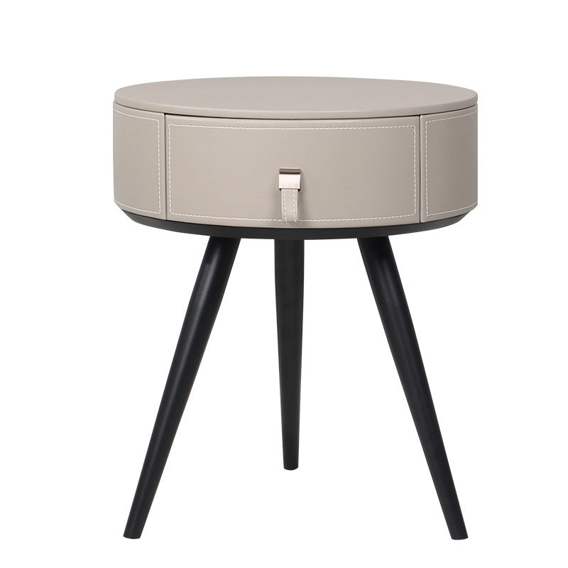 Modern Microfiber Leather Solid Wood Nightstand