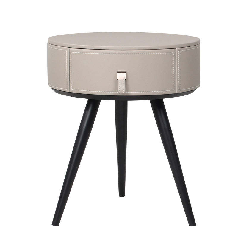 Modern Microfiber Leather Solid Wood Nightstand