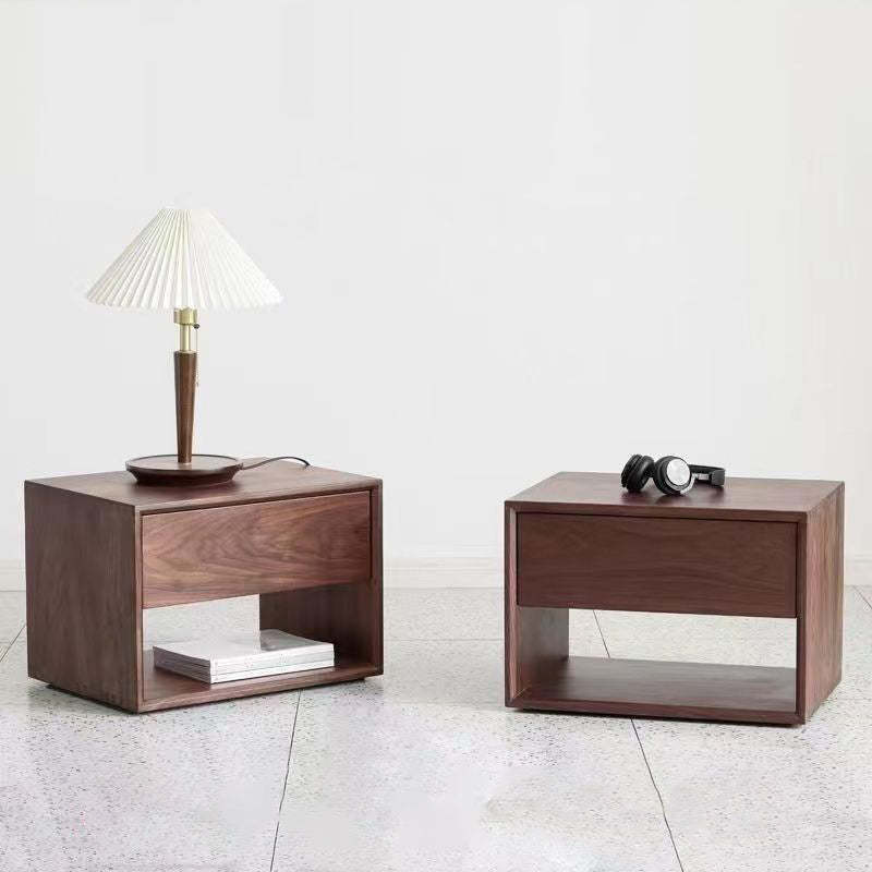 Traditional square 1-drawer wood nightstands