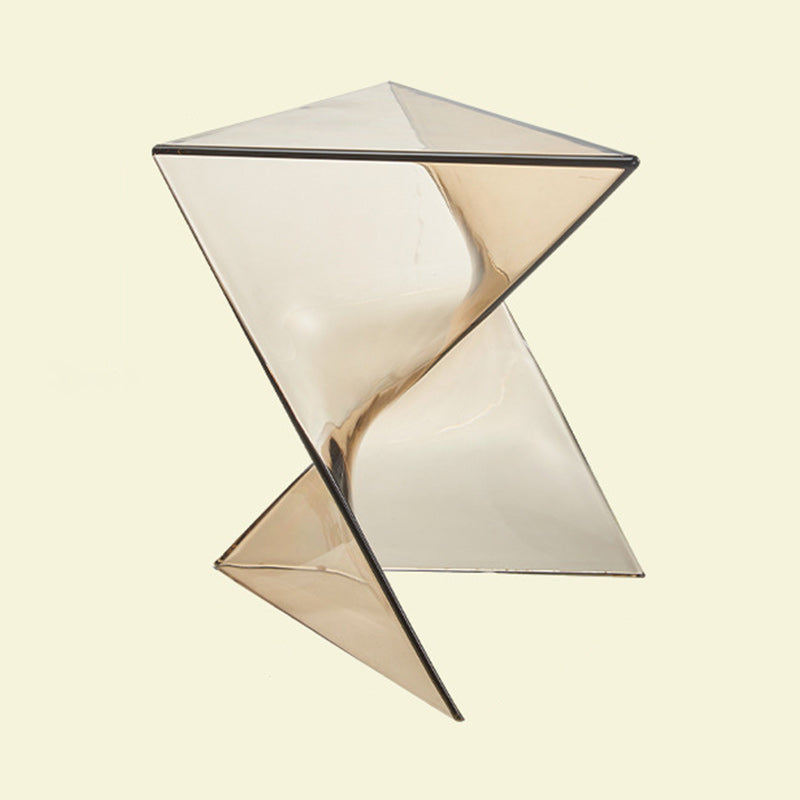 Minimalist Marble Glass Wood Triangle Corner End Table