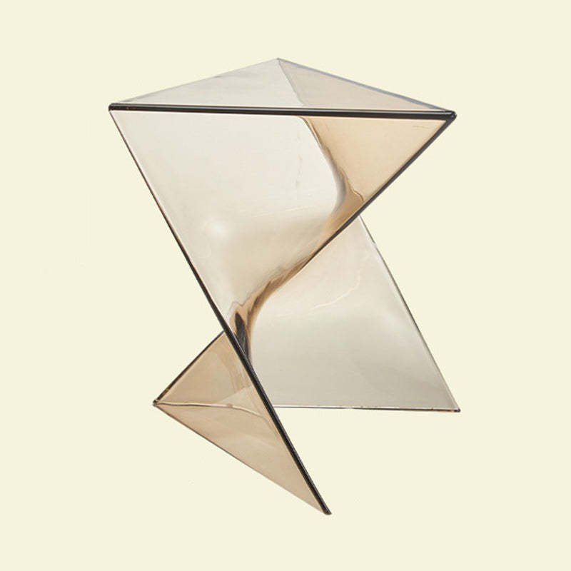 Minimalist Marble Glass Wood Triangle Corner End Table