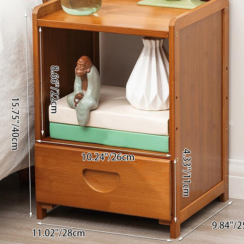 Modern Bamboo 1/3-Drawer Nightstand — C / Wood Color