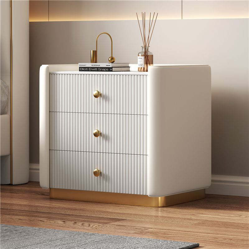 Minimalist Wood Rock Nightstand 3-Drawer