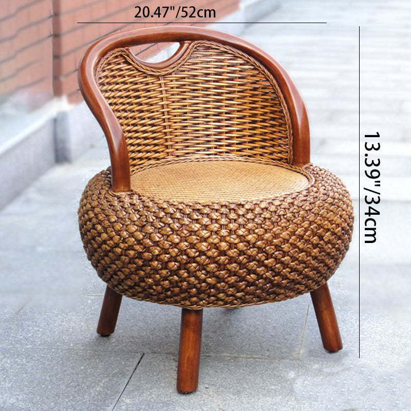 Vintage Orb Curved Bamboo Rattan Chair — Coffee Color