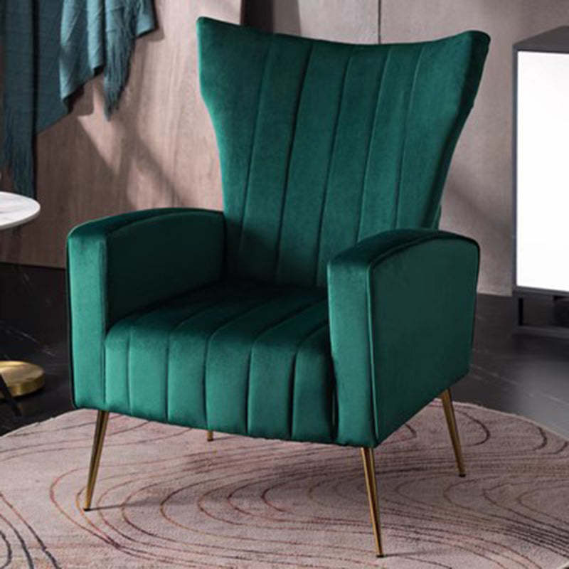 Modern Trapezoidal Velvet Wood Accent Chair — Dark Green