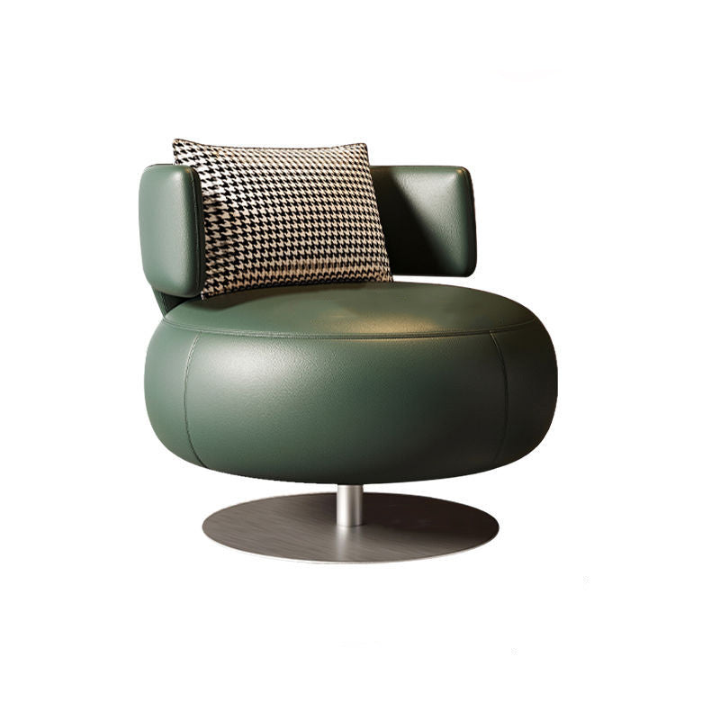 Scandinavian Curved Leather Rotatable Accent Chair