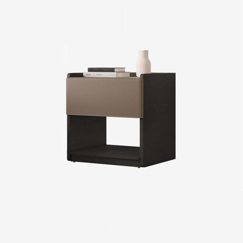European Wood Leather 1-Drawer End Table