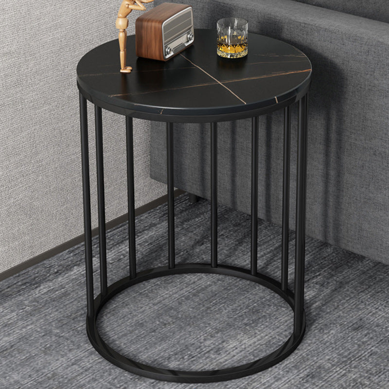 Modern Eclectic Rock Slab Steel End Table