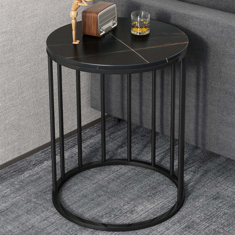 Modern Eclectic Rock Slab Steel End Table — A / Black