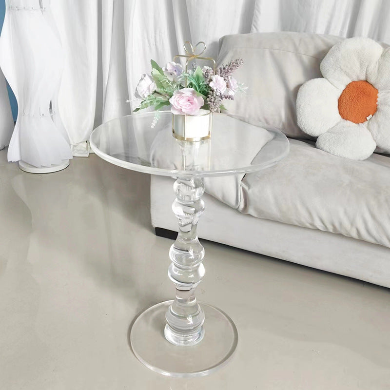 Lighom minimalist round 1-leg acrylic coffee tables — 23.62" H x 17.72" Dia x 17.72" L