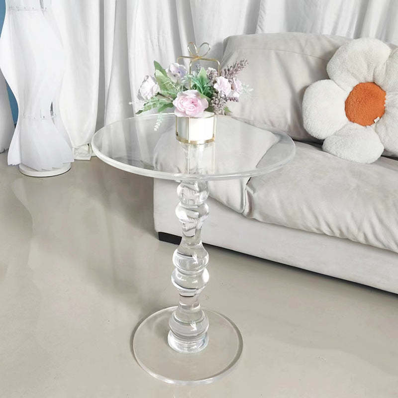 Minimalist Round Acrylic 1-Leg Coffee Table