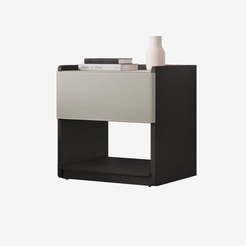 European Wood Leather 1-Drawer End Table