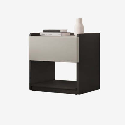 European Wood Leather 1-Drawer End Table