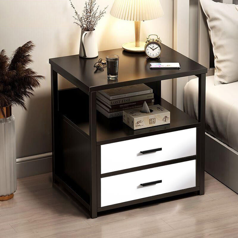Scandinavian Cutout Wood Nightstand — 1 Drawers / White