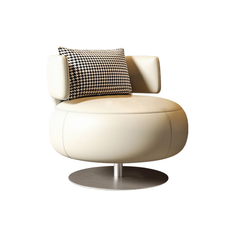 Scandinavian Curved Leather Rotatable Accent Chair