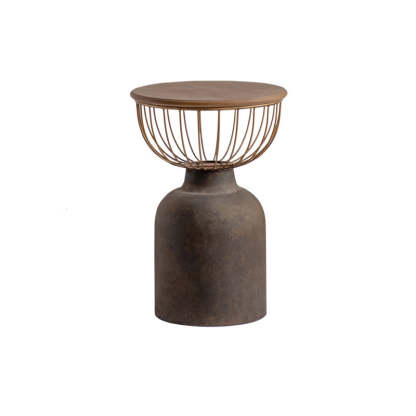 Vintage Round Wood Metal Coffee Table