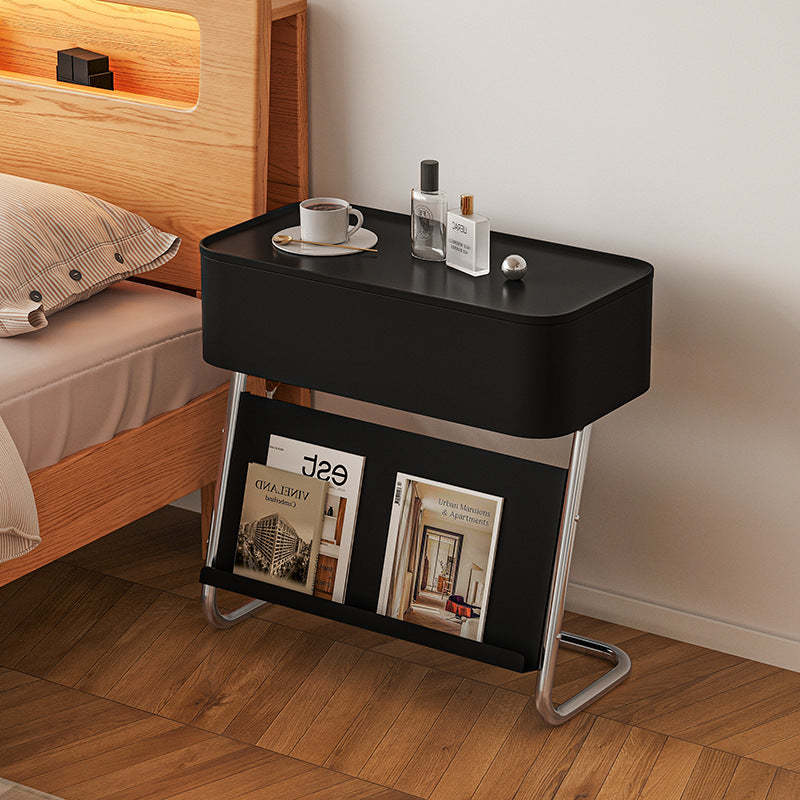Wood minimalist stainless 1-cabinet nightstands — Without Wheels / Steel / Black