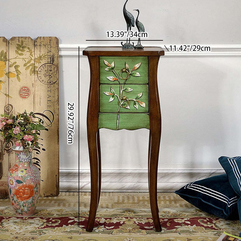 European Flower Painted Birch Side Table