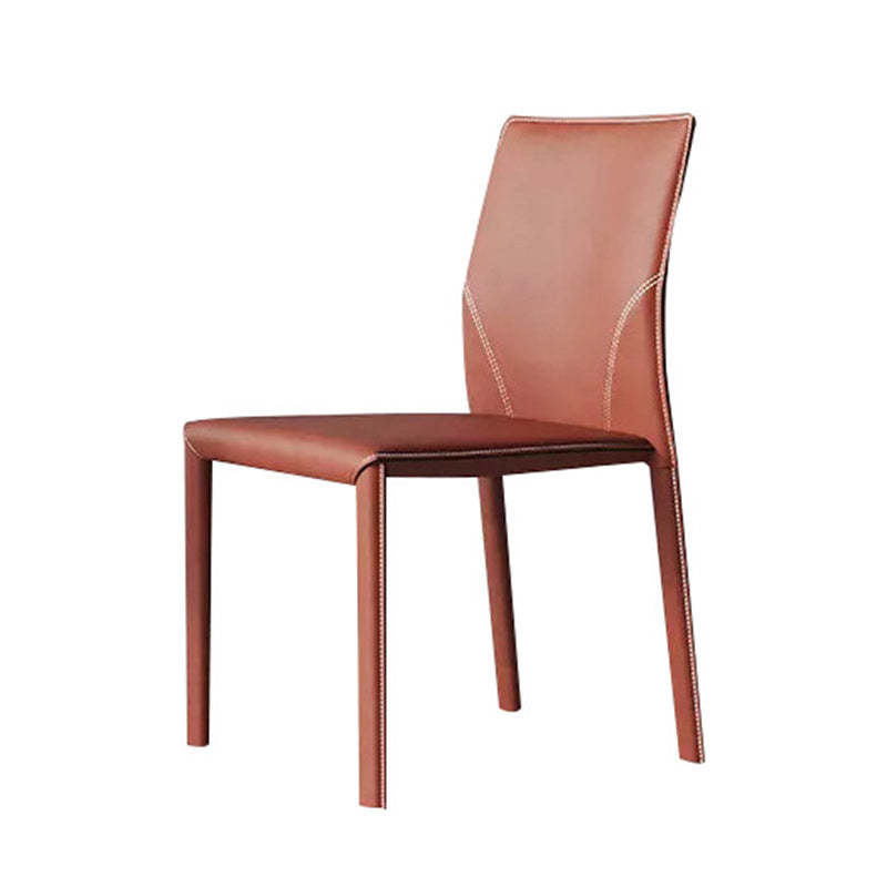 Modern Saddle Leather Carbon Steel Backless Dining Chair