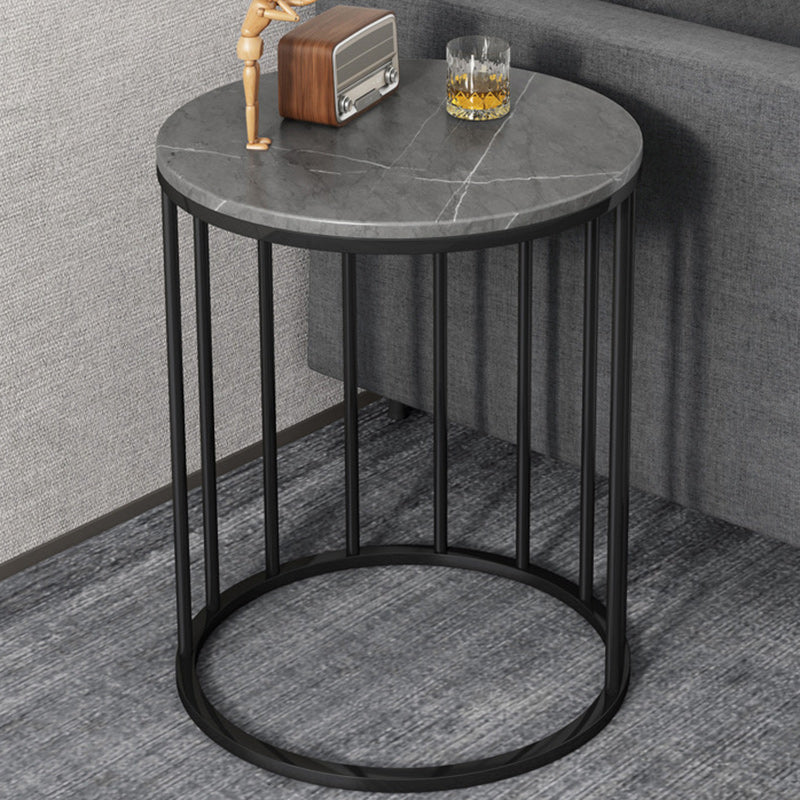 Modern Eclectic Rock Slab Steel End Table — A / Gray