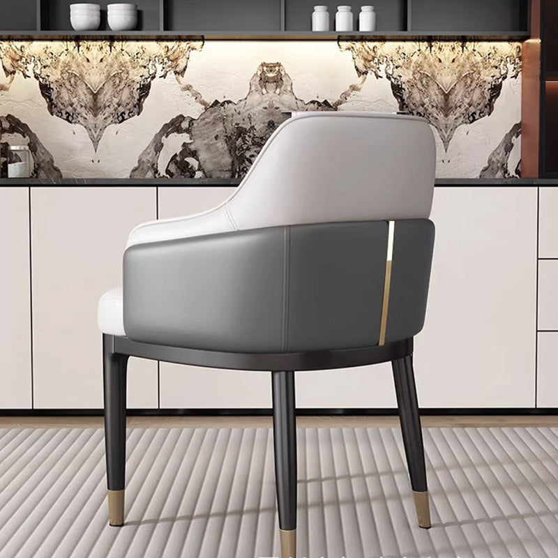 Modern Bent Leather Metal Dining Chair