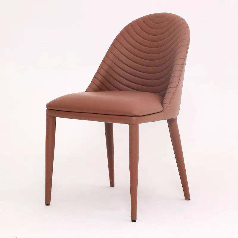 Scandinavian Leather Iron Shell Dining Chair