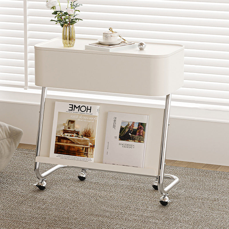 Contemporary Steel 1-Drawer Side Table — Black