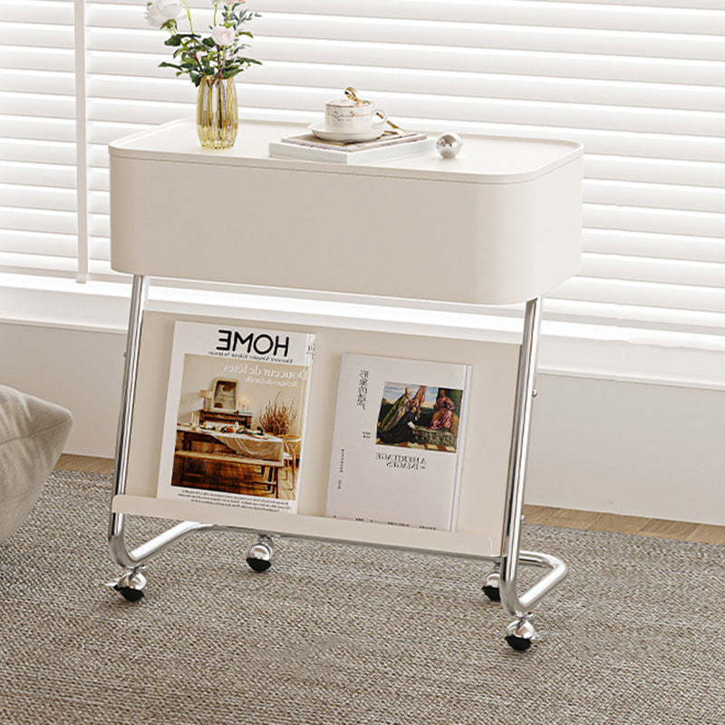 Contemporary Steel 1-Drawer Side Table — Black