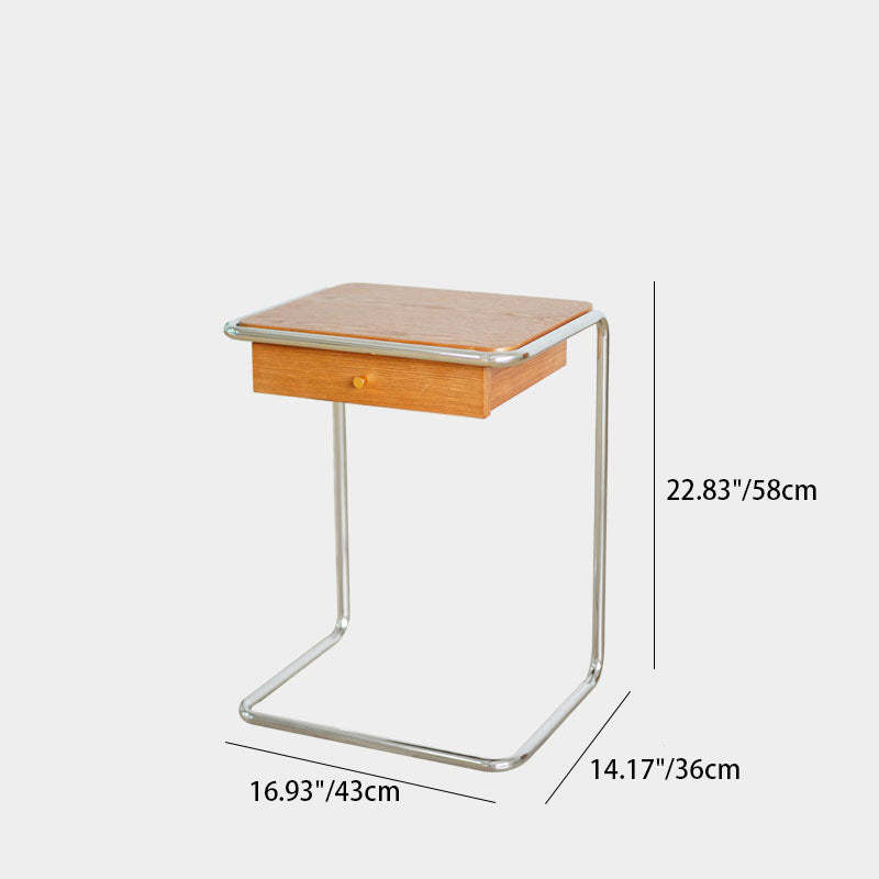Minimalist Wood Steel End Table