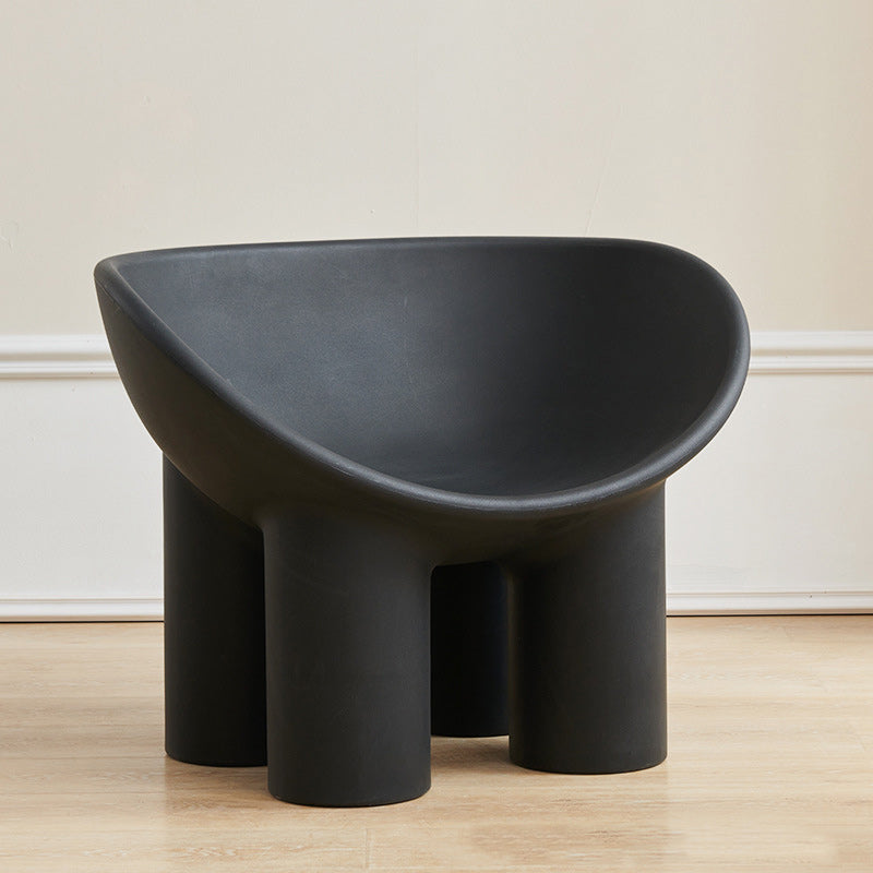 Contemporary Oval Plastic Armchair — Black
