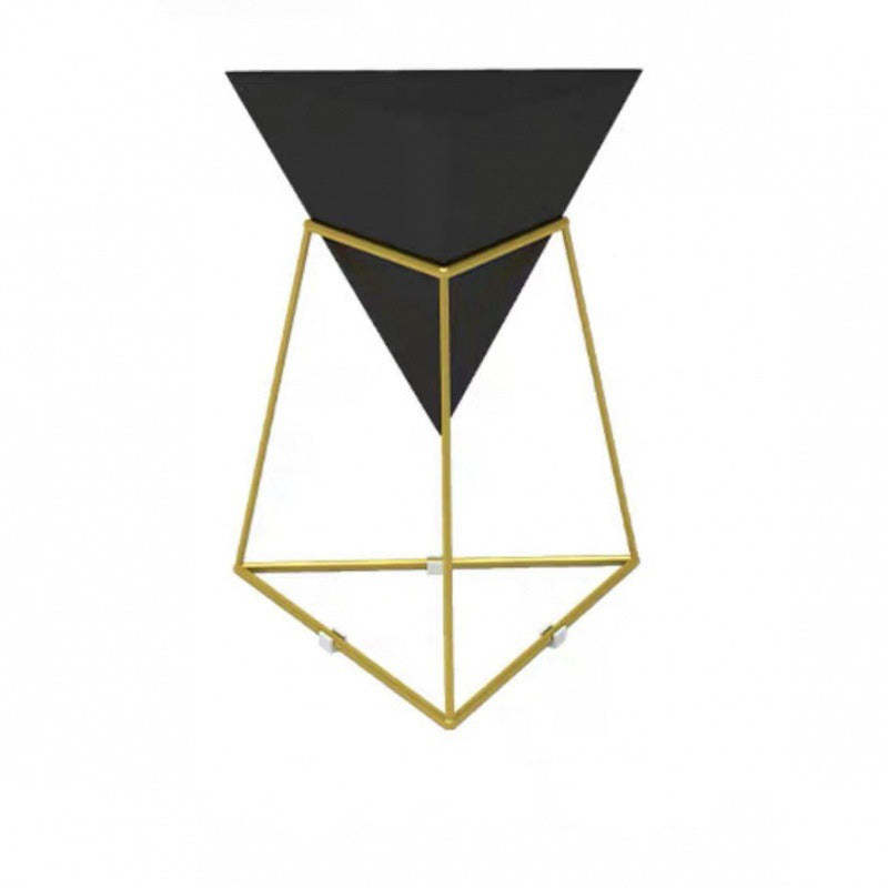 Modern Iron Rock Panel Triangle Side Table 1-Tier
