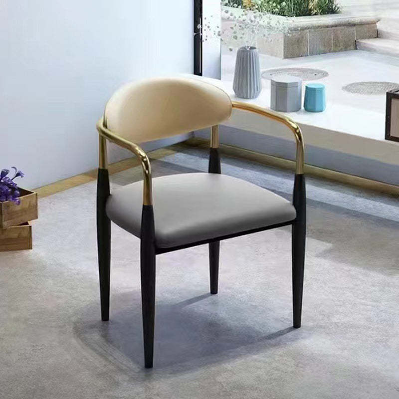 Gray luxury curved upholstered dining chairs & benches — Gray Seat & White Backrest
