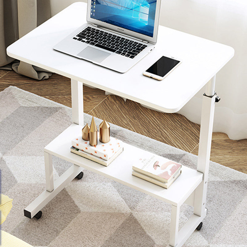 Minimalist Wood Steel Study Side Table — White