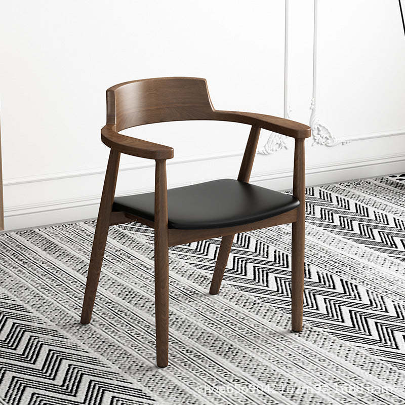 Lighom minimalist upholstered curved walnut dining chairs & benches — Fabric