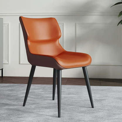 Scandinavian Curved Leather Metal Dining Chair