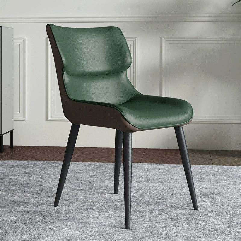 Scandinavian Curved Leather Metal Dining Chair