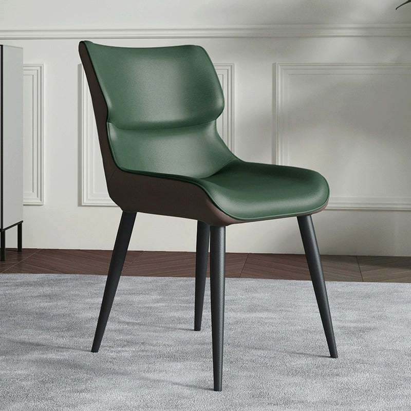 Dark curved metal dining chairs & benches for dining room — Brown