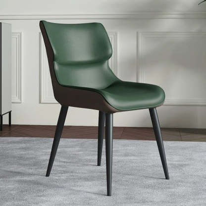Scandinavian Curved Leather Metal Dining Chair