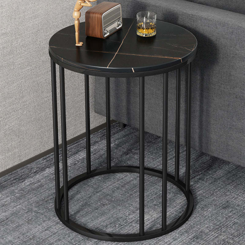 Modern Eclectic Rock Slab Steel End Table — B / Black