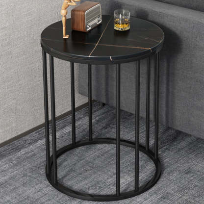 Modern Eclectic Rock Slab Steel End Table — B / Black