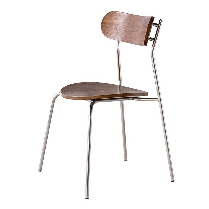 Minimalist Curved Wood Iron Plastic Dining Chair