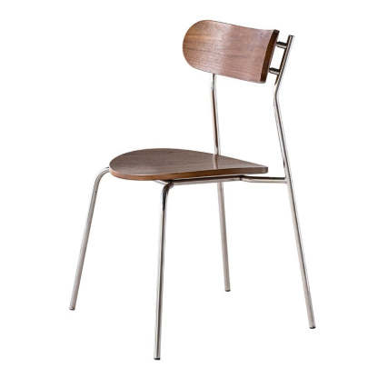 Minimalist Curved Wood Iron Plastic Dining Chair