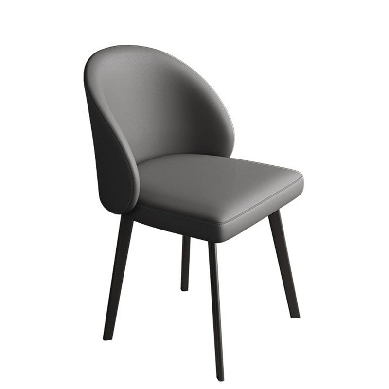 Minimalist Leather Wood Elliptical Curved Dining Chair