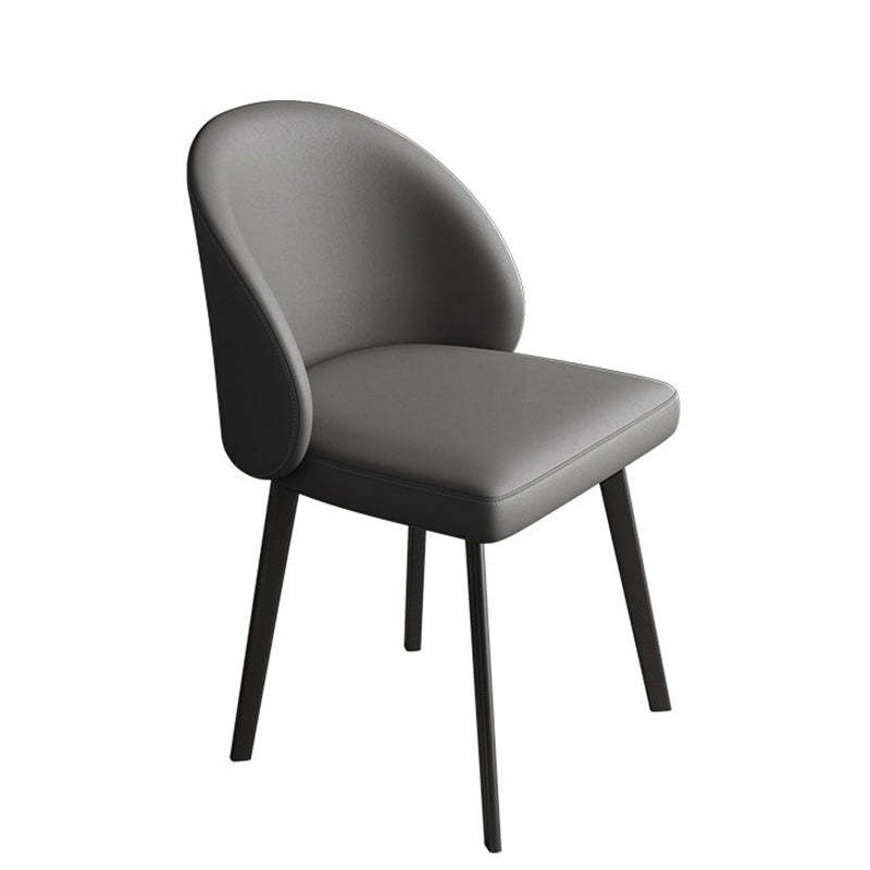 Minimalist Leather Wood Elliptical Curved Dining Chair