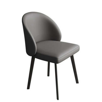 Minimalist Leather Wood Elliptical Curved Dining Chair