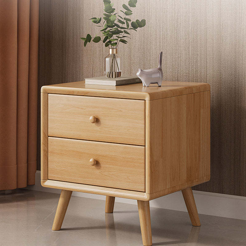 Minimalist Rubberwood Solid Wood Nightstand